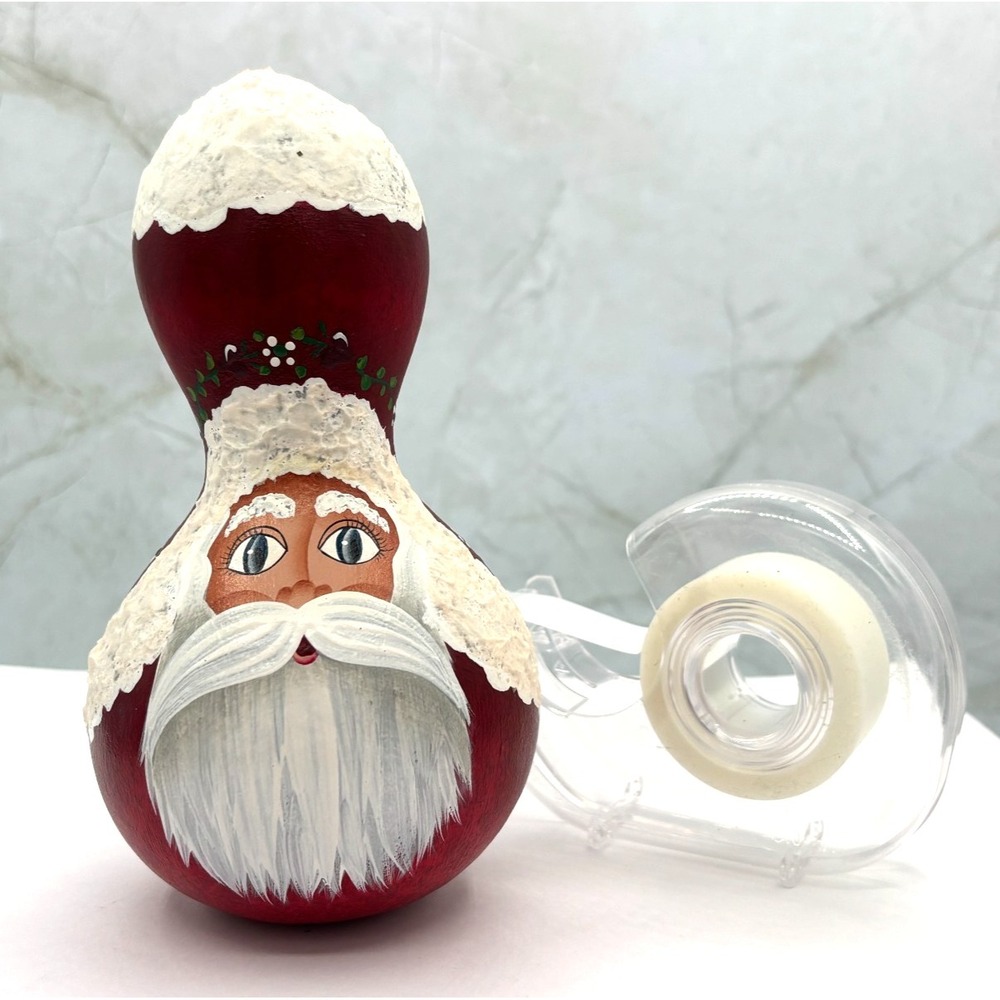 Vintage Style‎ Folk Art Santa Claus Painted Gourd Artisan Holiday Decoration EUC - Picture 10 of 10